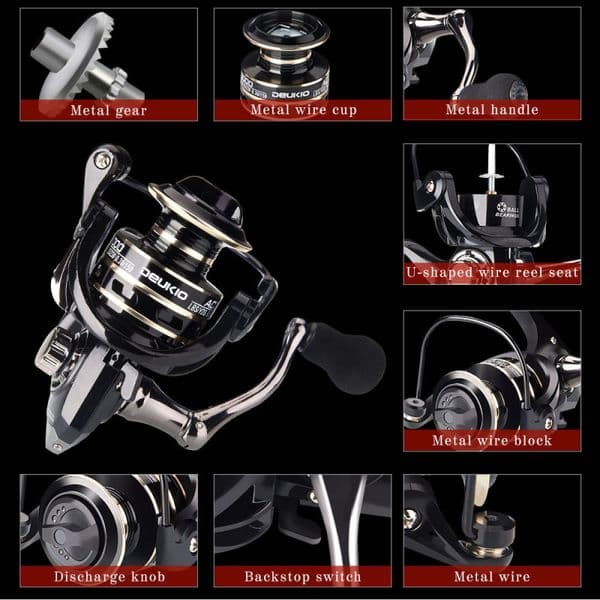Fishing Reel 2000-7000 Series Ball Handle 5.2:1 High-speed Rotating Reel Metal Spool Reel