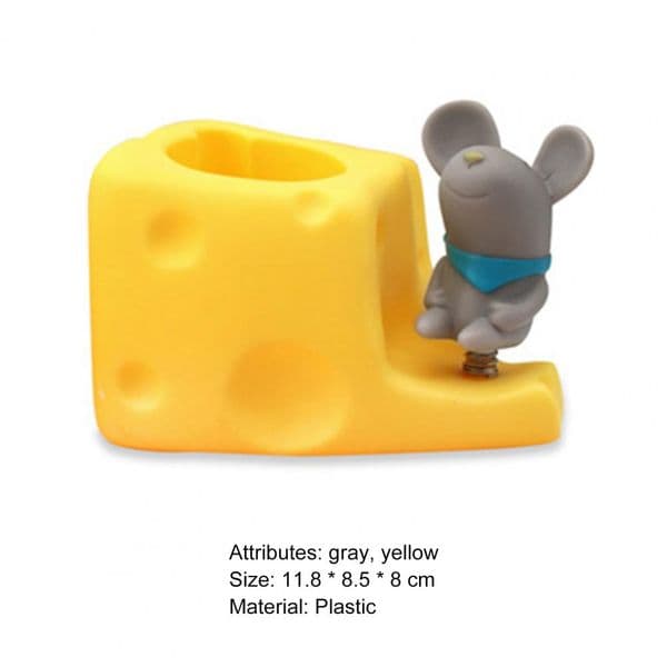 Smooth Edges Pen Holder Hand-crafted Plastic Adding Vitality Cheese Rat Shape Stationary Holder for Desktop