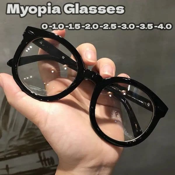 Women Round Frame Finished Myopia Glasses Unisex Oversized Short-sighted Eyeglasses Ladies Computer Glasses Spectacle Eyewear