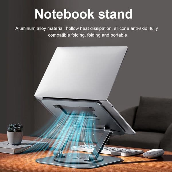 Aluminum Alloy Cooling 360 Rotating Foldable Notebook Cooling Holder Adjustable Height Computer Laptop Stand Bracket 2024
