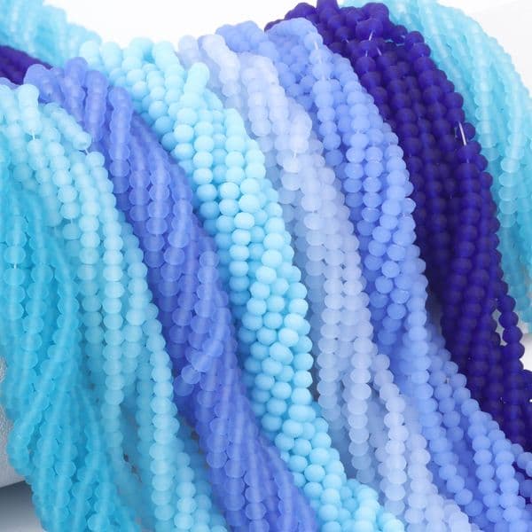 2x3mm 165pcs Rondell Austria Faceted Crystal Beaded Matte Blue Color Round Glass Beads Loose Spacer Beads for Jewelry Making DIY
