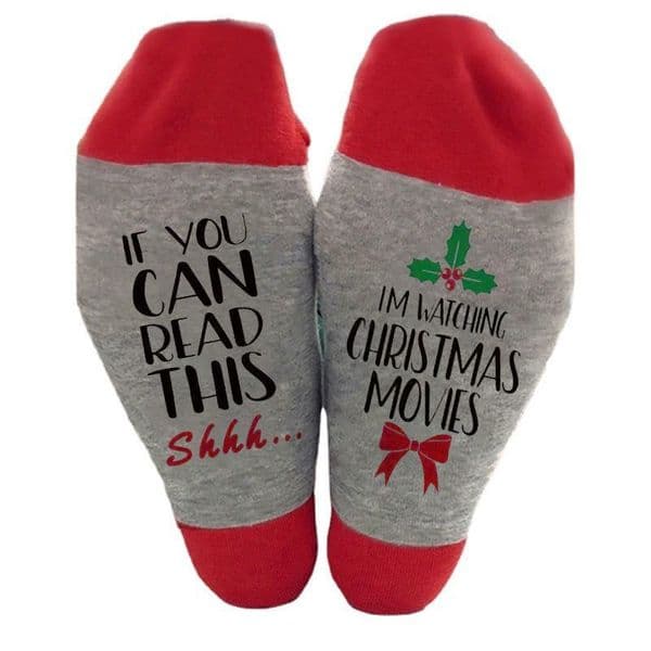 Women Men Winter Slipper Socks If You Can Read This Christmas is movies Phrase Anti-Slip Hosiery New Year Gifts
