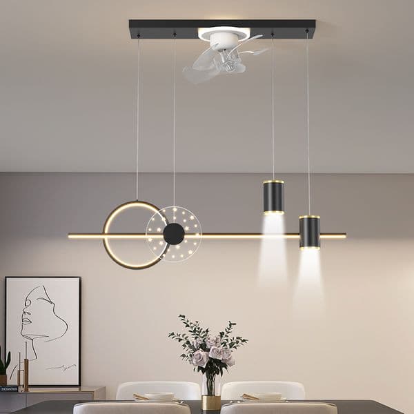 Nordic Ceiling Fan LED Light Long Hanging Rope For Living Dinning Study Room Cloakroom Hotel Indoor Home Decor Luxurious Fixture 83ad7