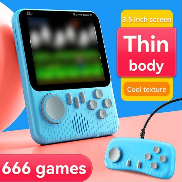 G7 Classic Retro Video Game Console 3.5" Color Screen Built-In 666 Game AV Out Pocket Handheld Game Machine For Kids Gift