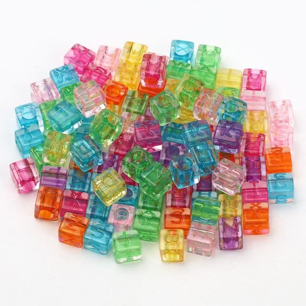 100pcs 6mm Transparent Colored Luminous Acrylic Spacer Beads Charms Letters Beads Acrylic Beads For Jewelry Making DIY Supplies