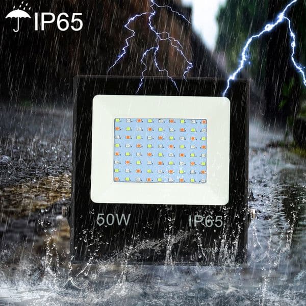 220V RGB LED Floodlight with Remote 10W 30W 50W IP66 Waterproof Outdoor Light LED Spotlight Wall Lamp Reflector Projector