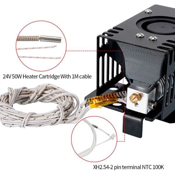 3D Printer Heating Tube 6*20mm 24V 50W Cartridge Heater 1M Cable For V6 J-Head Extruder 3D Printer Parts For KP3S