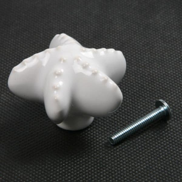 Fixmee White/Blue Color Starfish Ceramic Handles Knob for Cupboard Drawer Cabinet