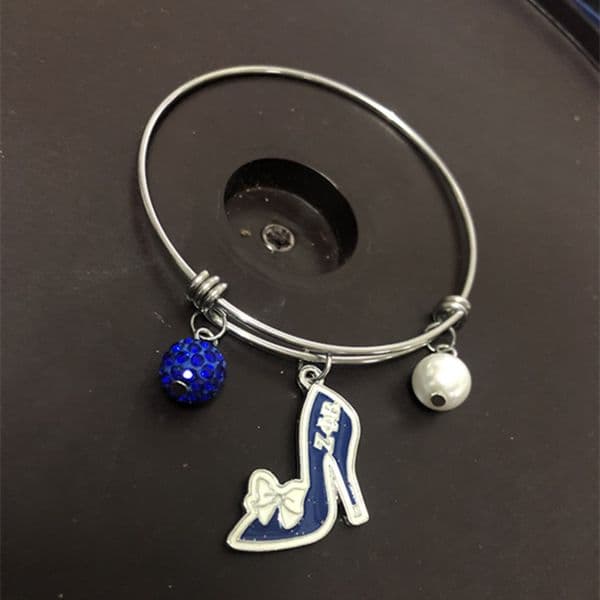 1Pcs Zeta Phi Beta High Heels Charm Adjustable Wire Bangle ZPHIB DIY Sorority Greek Crest Heart Bead Women Jewelry OGL259
