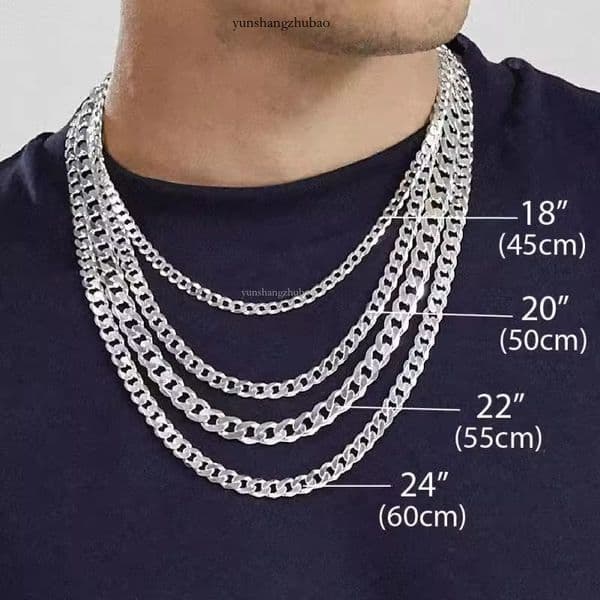 VANA Solid Dia Cut Sterg Sier Vintage Close k Flat Curb Cuban Chain Necklace Men Women Italian Style