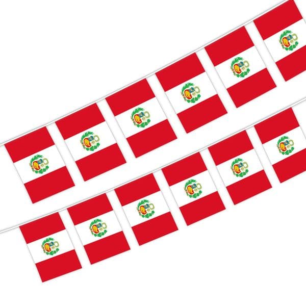 EOODLOVE Peruvian Flag 14x21cm Size Flag 20 pieces Polyester Indoor and Outdoor Peruvian Festival Decoration Flag