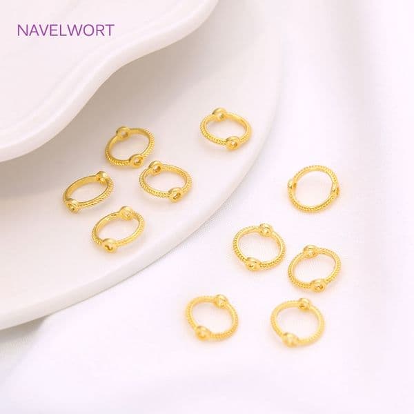 Brass Double Hole Round Circle Frame Spacer Beads 18K Gold Plating Circle Component DIY Jewelry Making Accessories Wholesale