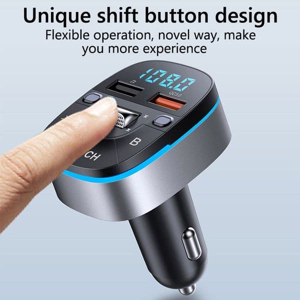 Dual Mic FM Transmitter Bass AUX Audio Receiver 2 USB QC3.0 Fast Charging Car Charger MP3 Player Handsfree Bluetooth 5.0 Car Kit