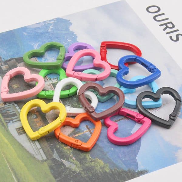 5-15Pcs Heart Ring Clasp Spring Gate Lobster Clasp DIY Carabiner Keychain Bag Clips Hook Making Dog Chains Findings Sullpies