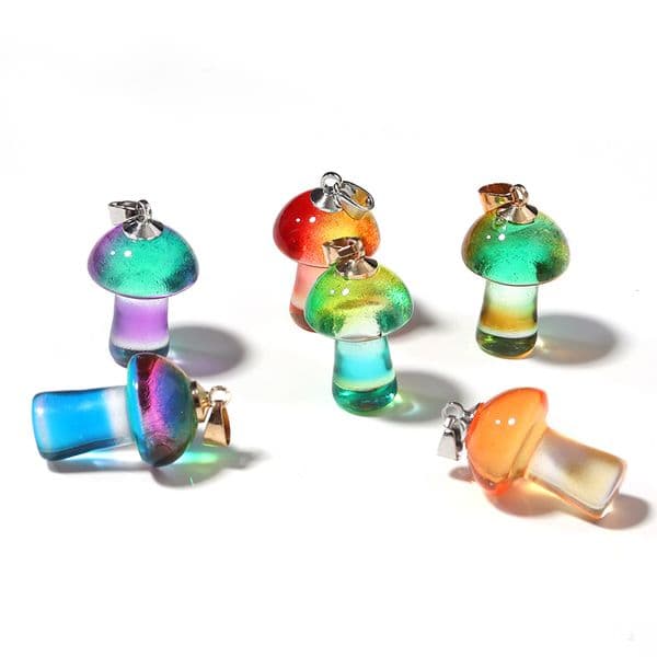 2pcs/Lot 22x16mm Lampwork Mushroom Pendants Colorful Glass Charms Pendant For Jewelry Making DIY Necklace Bracelet Accessories
