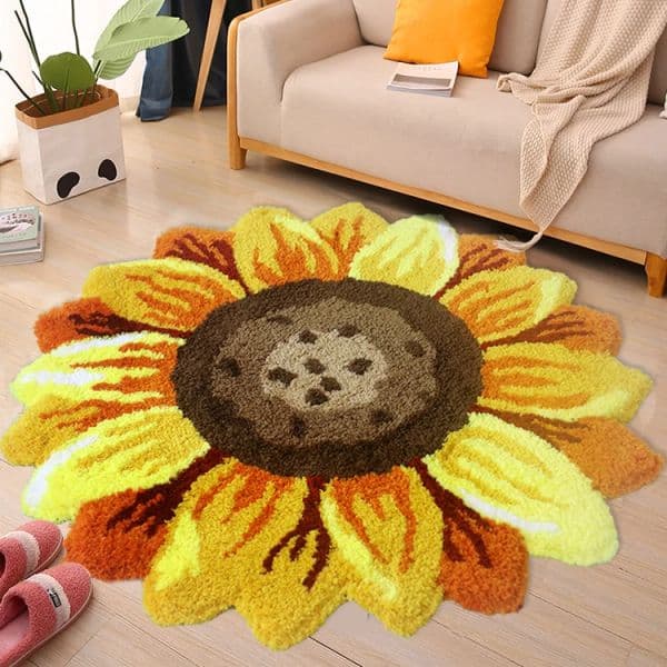 2026 Sunflower Shape Carpet Beside Rugs Kids Pets Playground Area Rug Plush Floor Mat For Living Room Bedroom Coffee Table Home Decor Free Shipping