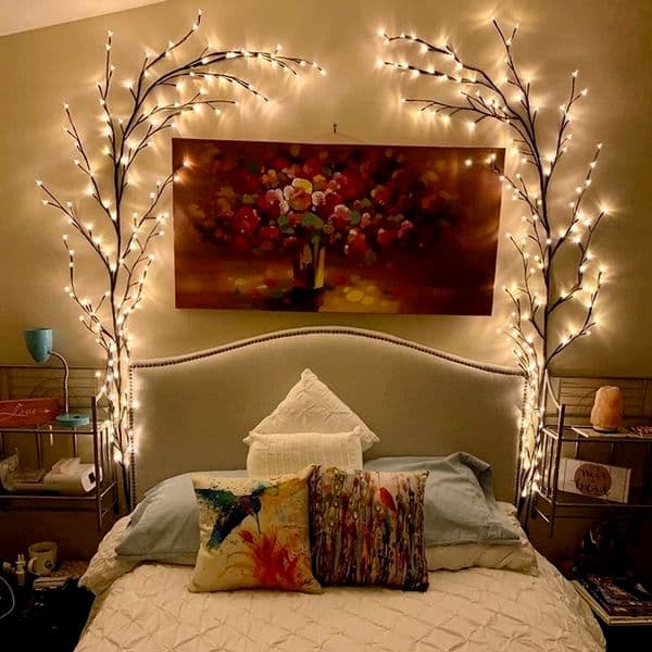 New Year Christmas Decorations Artificial Plants Flowers Tree Willow Rattan Lights 144 LED Wall Bedroom Living Room Home Decor