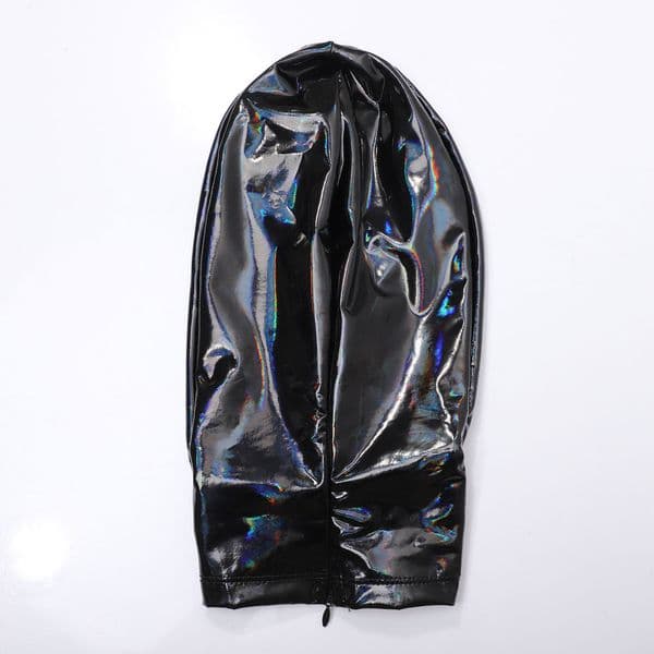 Adult Full Cover Latex Masks 3-Hole Cutout Back Zipper Hood Fancy Gradient Balaclava Headgear for Carnivals Party Crossdressing