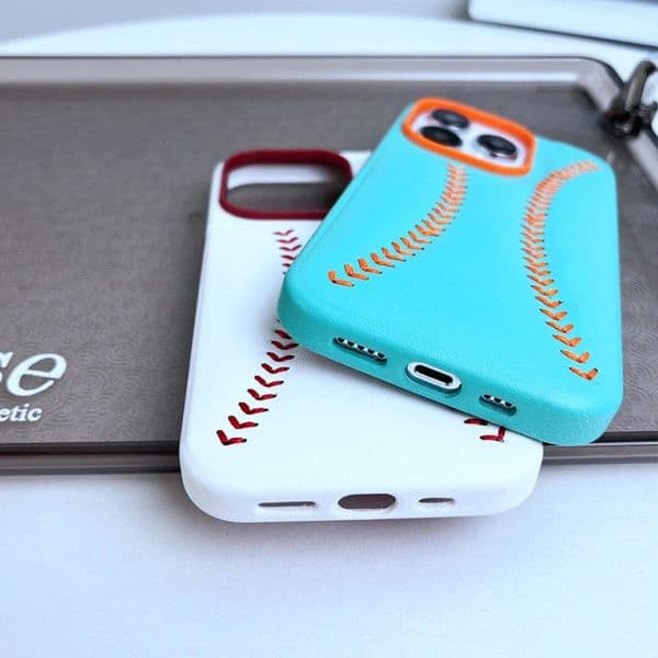 Originality Retro Baseball Pattern Leather Cover Case For iPhone 15 14 13 12 Pro Max Plus Shockproof Protective Phone Case