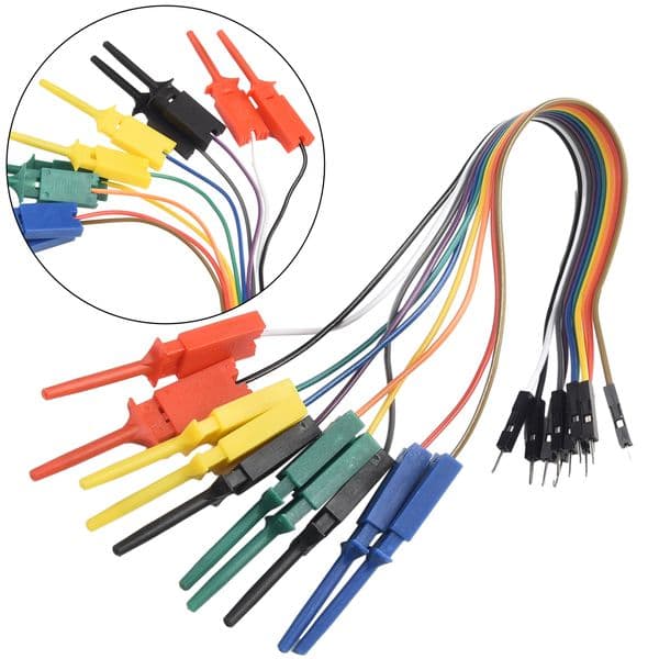 Cable Test Lead Logic Analyzer 10 Needle Hook Clip Line High Efficiency Plastic Metal Logic Analyzer Equipment