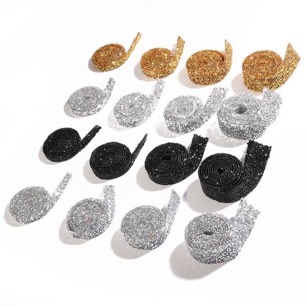 1yd crystal silver rhinestone decorative strip, rhinestone belt, DIY rhinestone self-adhesive rhinestone decorative strip, cloth