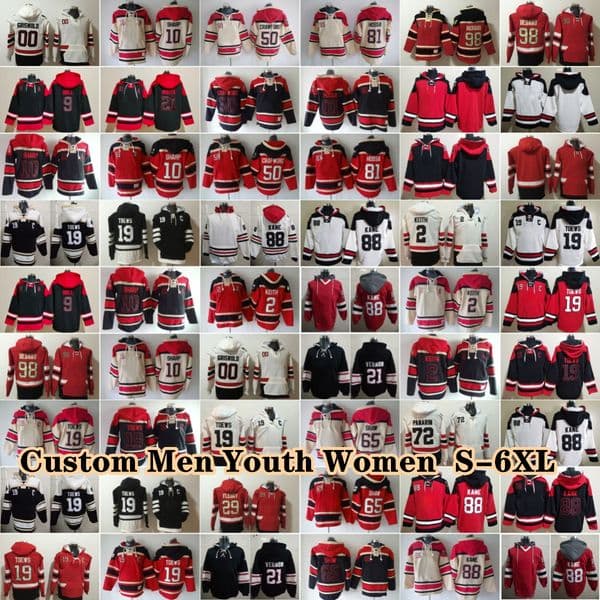 DIY Custom S-6XL 10 Patrick Sharp Hoodie 19 Jonathan 00 Clark Griswold 9 Bobby Hull 21 Stan Mikita 50 Corey Crawford Winter Plush Sweater Hooded Fashion Team Jacket