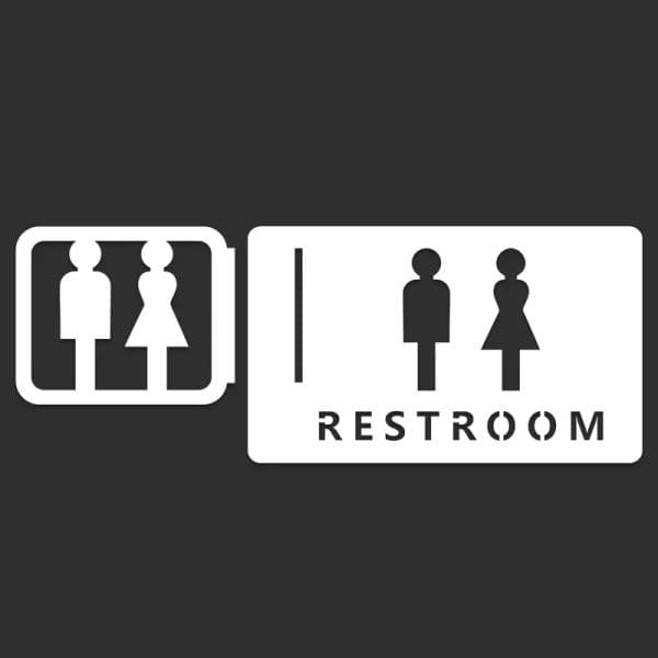 Tips Restroom Signage Men's and Women's Bathroom Creative Sign Side Mounted Toilets Plaque Hotel WC Wall Sticker