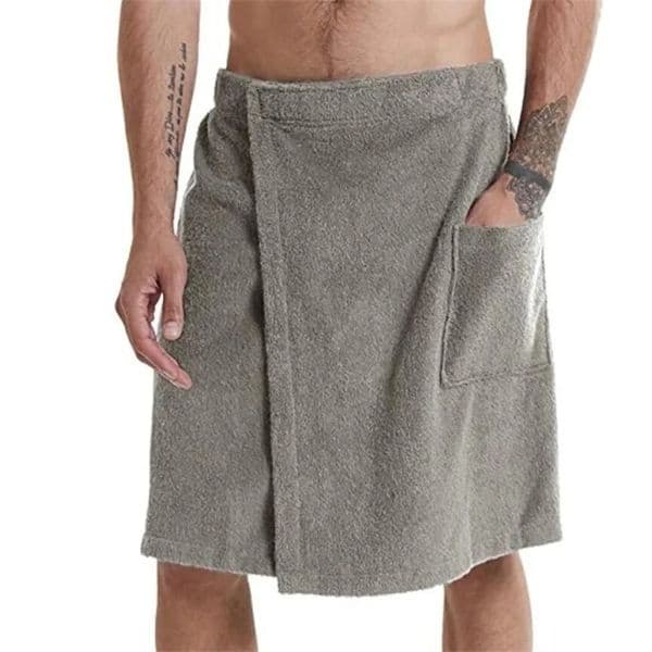 Men Soft Wearable with Pocket Bathrobes Shower Wrap Sauna Gym Swimming Holiday Spa Bath Beach Towel Toalla De Playa