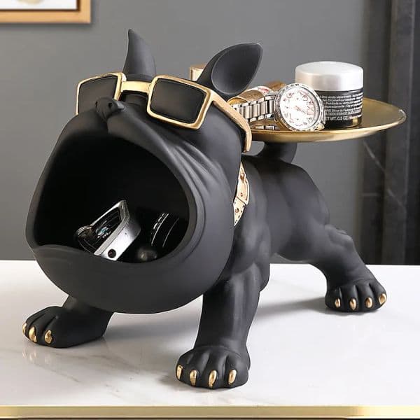 Decorative Figurines Big Objects Mouth French Bulldog Butler Storage Box Tray Key Holder Nordic Resin Sculpture Figurine For Home Decor Dog Statue 230614