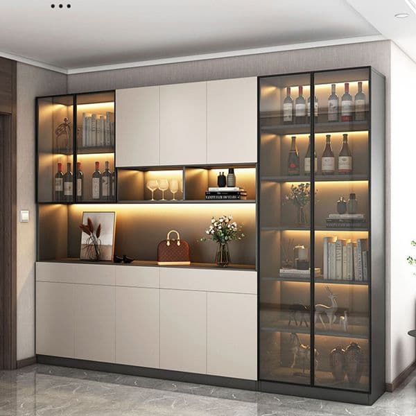 Oak Holder Glass Hanging Storage Display Whisky Rack Wine Cabinet Mobile Retail Mueble Hookah Bar Furniture