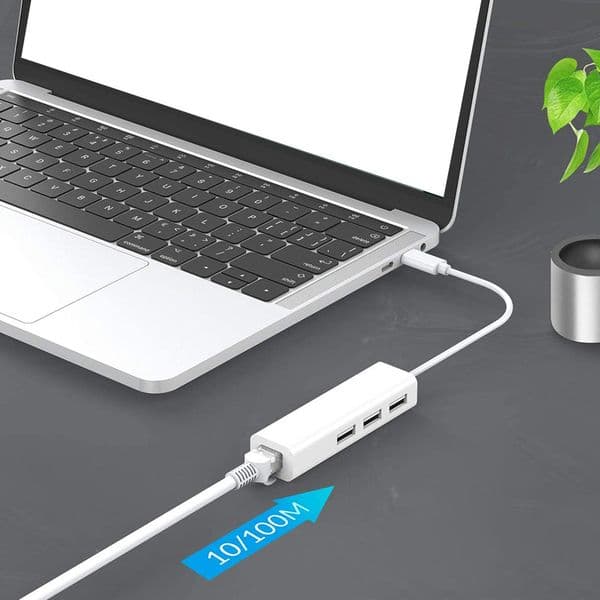 Aluminum USB Hub With Gigabit Ethernet LAN Converter Wired USB Network Adapter For Laptops Tablets And More