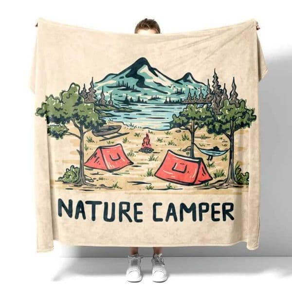 Summer Happy Camper Korea Case Plaid Throw Blanket Beige Gift Set Tapestry Sofa Cover Fluffy Soft Couch Decoration Nap Foot WarmXJ241111