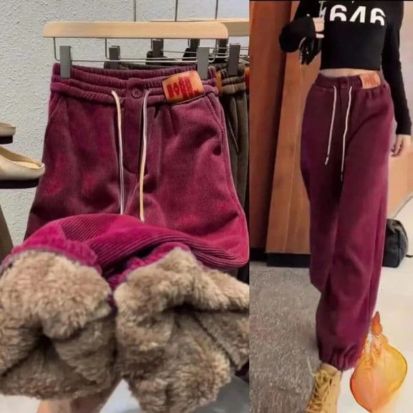 Womens winter thick plush warm pants loose leg casual sports pants sports pants womens jogging pants 241112