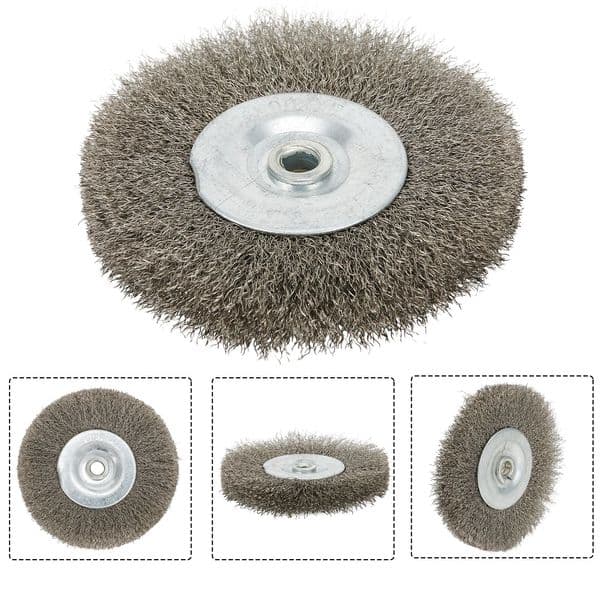 1pc Wire Wheel Brush 0.52in Bore Flat Type Crimped Wire Wheel Brush Polishing Abrasive Tool For Metal Derust Wood Deburring