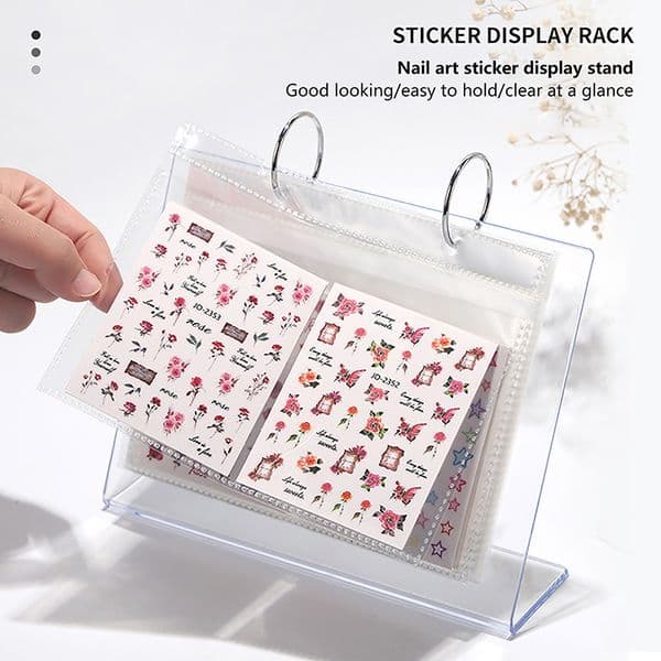 17 Pages Nail Stickers Storage Book Decals Organizer Holder Display Manicure Nail Tools Plastic Transparent Film Nail Art