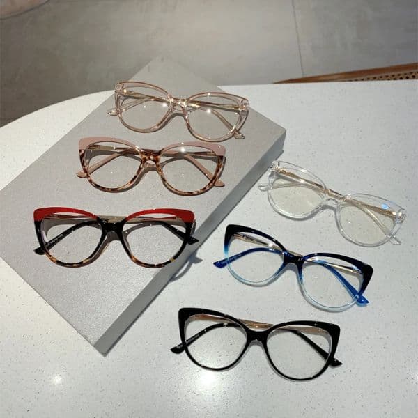 KAMMPT Vintage Cat Eye Women Eyeglasses 2023 New Stylish Candy Color Blue Light Blocking Eyewear Ins Trendy Brand Design Glasses