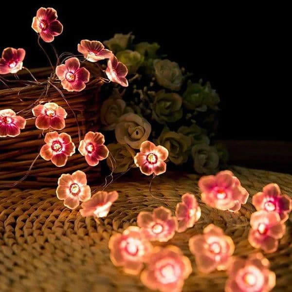 3M 30LEDS Cherry Blossom Fairy String Lights Pink Flower String Lamps Battery Powered For Outdoor Christmas Garland DecorationLX241112