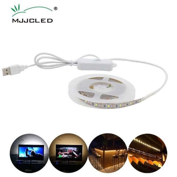 LED Strip USB Lamp DC 5V SMD 2835 Waterproof Tira LED USB 50CM 1M 2M 3M 5M Strip Light with Switch for Desktop Screen LightingLX241112