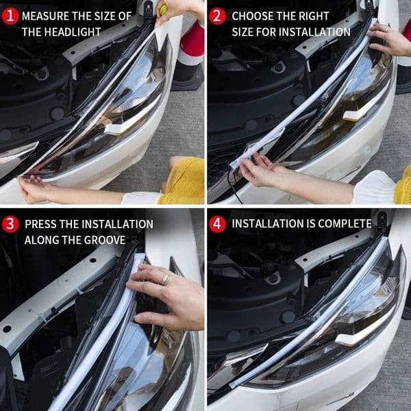 2pcs LED Lights Guide Car Headlight Strip Ultra-Thin Universal Daytime Running Flashing Turn Signal Water Atmosphere Warn Light 74756 5 157cc