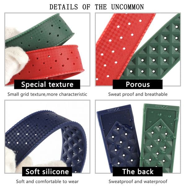 New Tropical Rubber Watch Strap Quick Release Watch Band 20mm 22mm Silicone Tropic Strap Waterproof Diving Smart Watch Strap