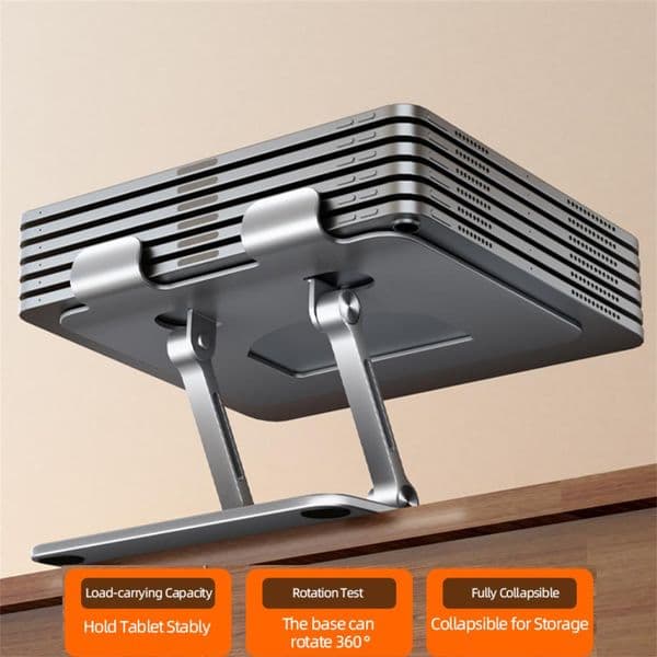 Laptop Stand Aluminum Alloy Computer Riser Adjustable Foldable Laptops Elevator PC Mount For 4.7-12 Inch Laptop Tablet Phones afdef 5 88efa