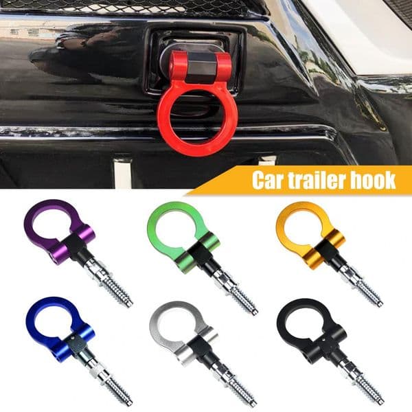 Universal Car Tow Hook Sturdy Wear-resistant JP/EU Plug Aluminum Alloy Front Bumper Trailer Loop Towing Ring Hook Auto Supply