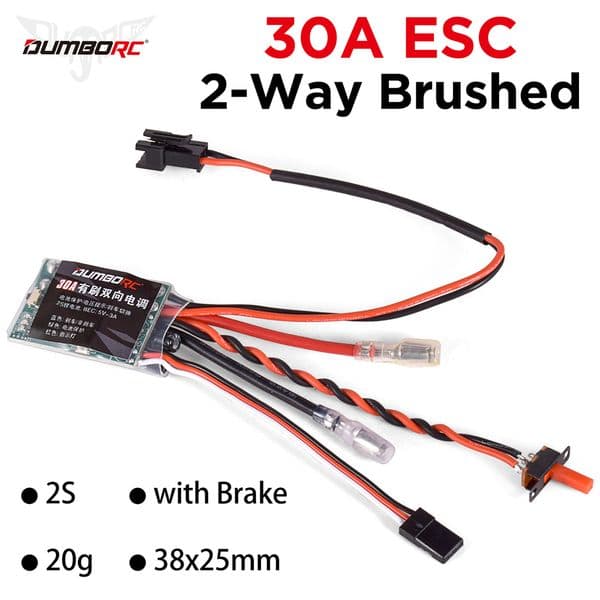 DUMBORC Dual Way Bidirectional 30A Brushed ESC Mini 2S Electric Speed Controller with Brake for RC Car 280 290 370 380 390 Motor