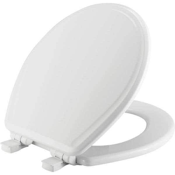 Toilet Seat Round Enameled Wood Adjustable Slow Close Bathrooom