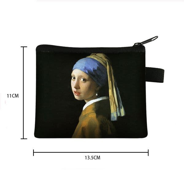 Classic Creative Coin Purse Oil Painting Starry Night / David / Mona Lisa Change Purse Lady Card Holding Small Square Wallet