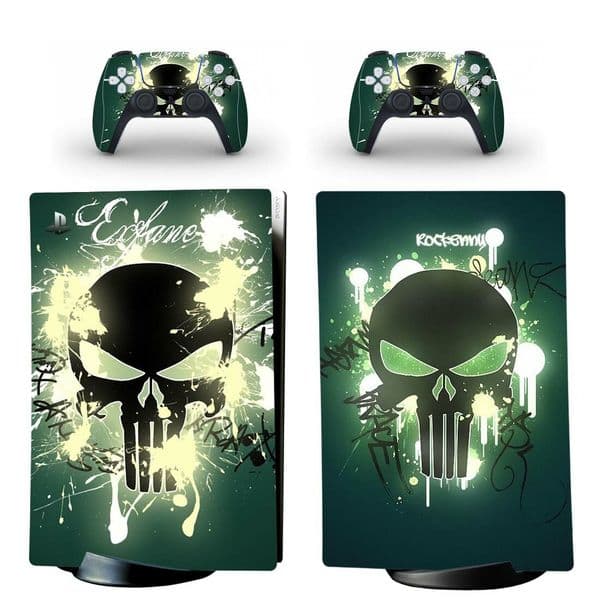 Skull Design PS5 Digital Skin Sticker Decal Cover for Console and 2 Controllers Vinyl Skins