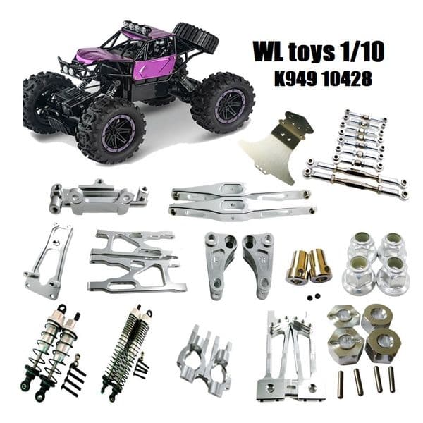 For WLtoys K949 10428 1/10 RC Car spare parts Metal Upgrade Parts Swing Arm Front Rear Axle Rod Steering Cup With Wheel Lock Nut