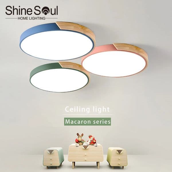 Nordic Macaron ultra-thin wooden circular LED pendant light creative modern rens room bedroom corridor balcony lighting 241111