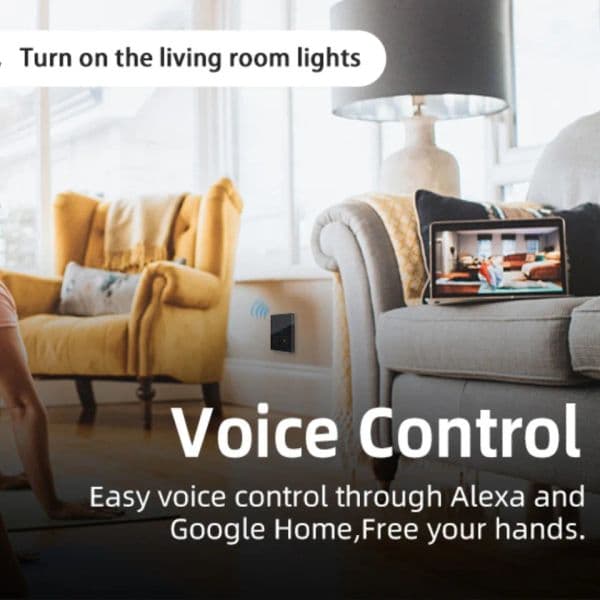 SRAN Tuya wifi smart switch and sockets BR US, 118*72mm Tempered Glass Panel, Touch switch 220v Work with Google Home/Alexa