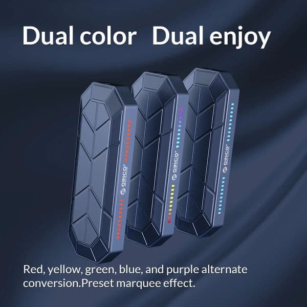 ORICO RGB M.2 NVMe SSD M.2 NVME Solid State Drive Case RGB Type-c to USB 3.1 Gen2 10Gbps SSD Box Game Style Computer Accessories